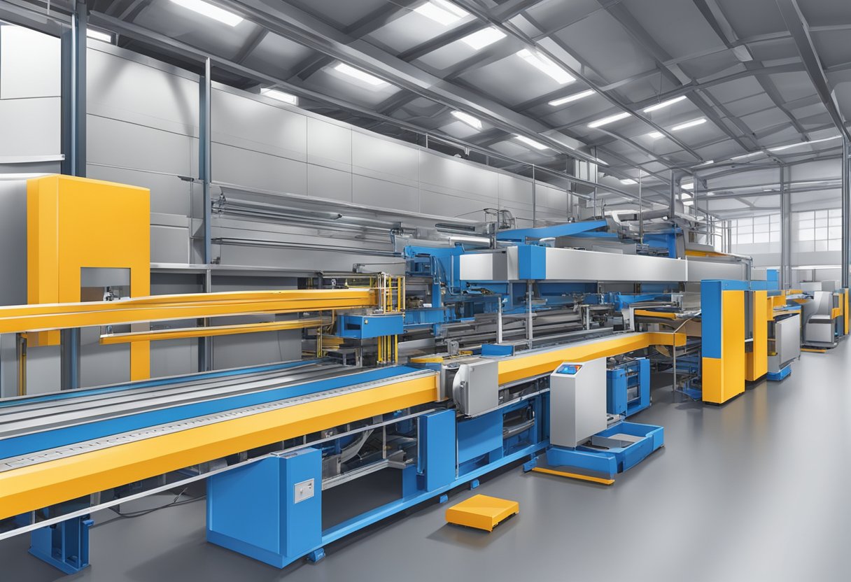 Machines assemble layers of aluminum and plastic into composite panels