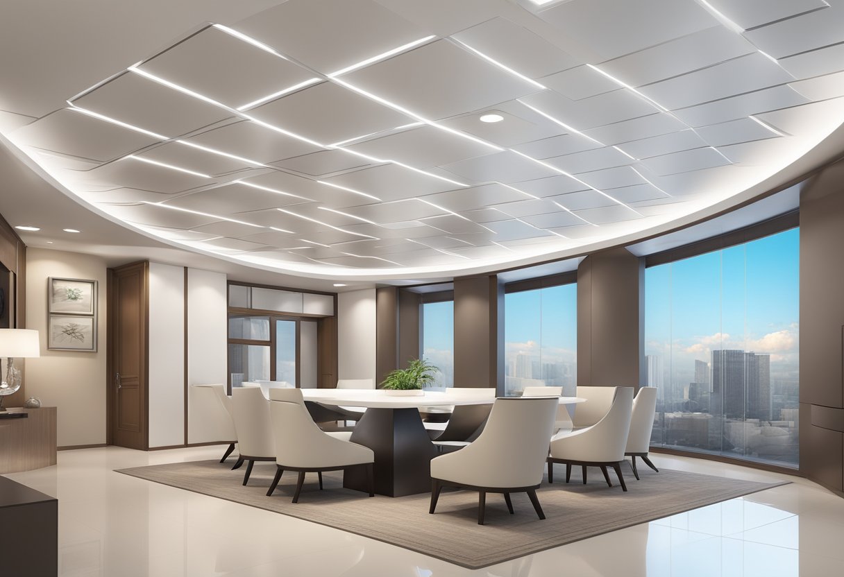 Aluminium false ceilings shine with modern design, reflecting light and enhancing space. Clean lines and smooth surfaces create a sleek and sophisticated look